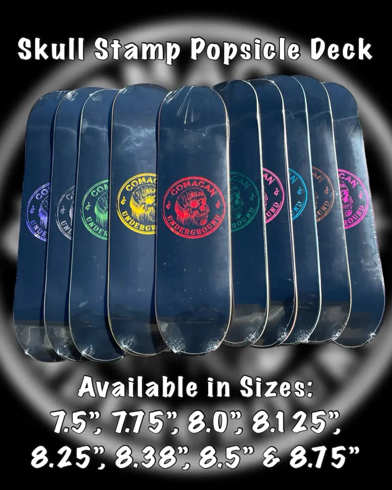 COMACAN Skull Stamp Popsicle Skateboard Deck 7.75&quot;- Hott Pink