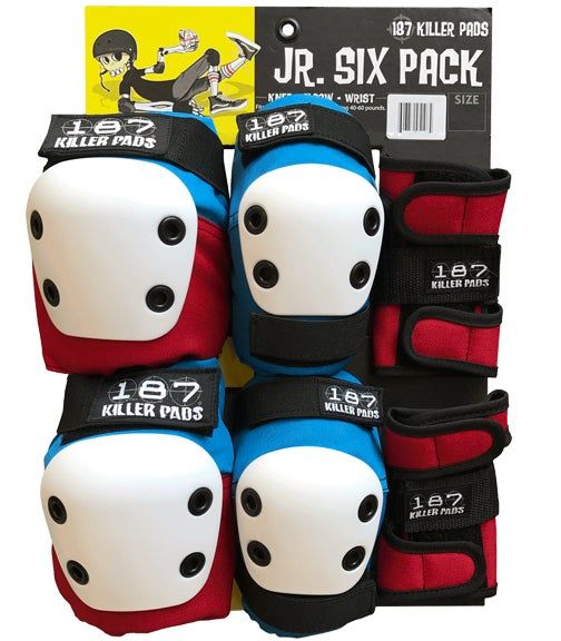 187 KILLER PADS KIDS PAD SIX PACK - RED/WHITE/BLUE